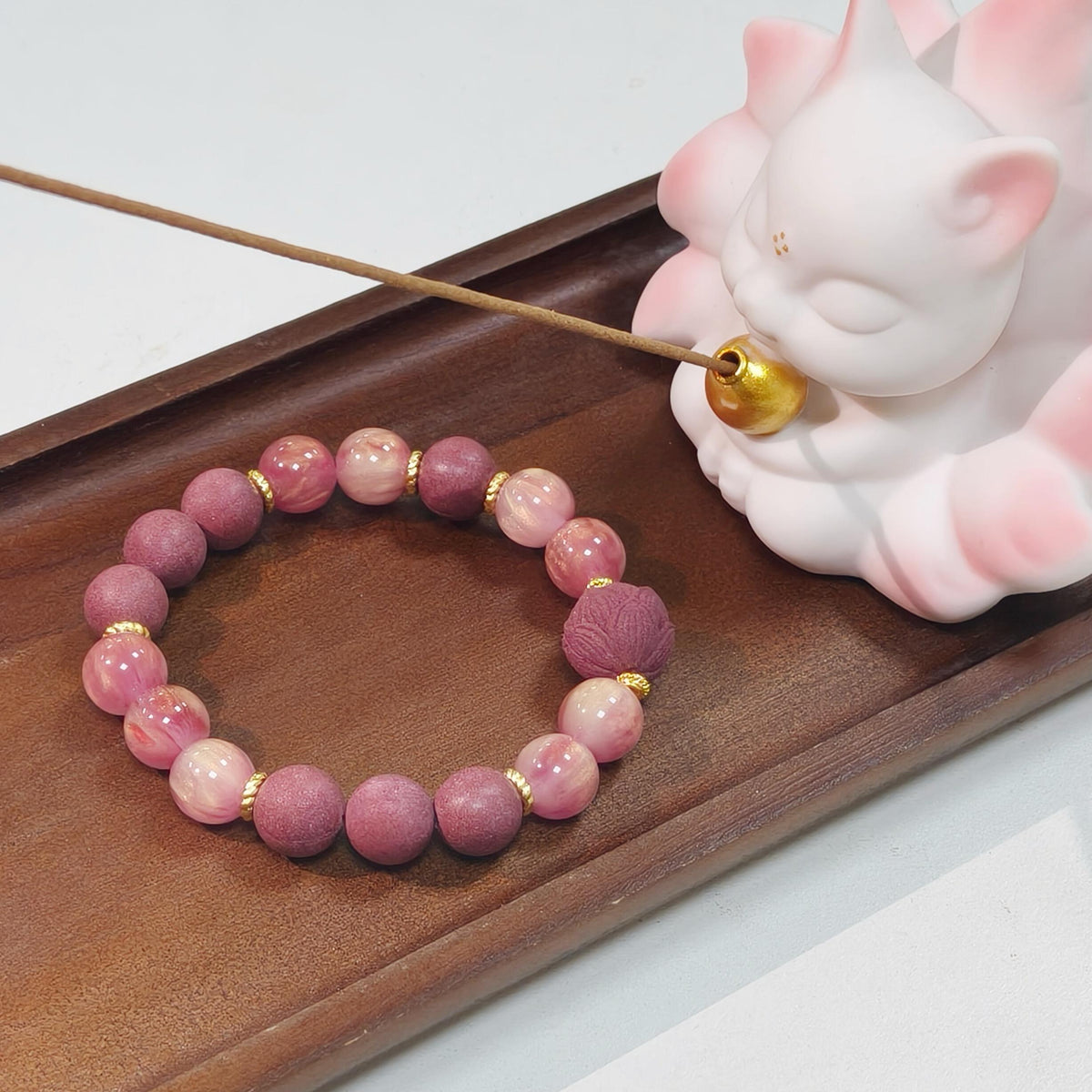 Rose Letter handcrafted rose incense bracelet — natural rose, osmanthus and sandalwood beads