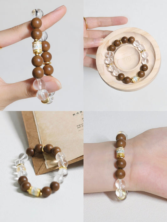 Crystal and incense bead bracelet, healing jewelry trend