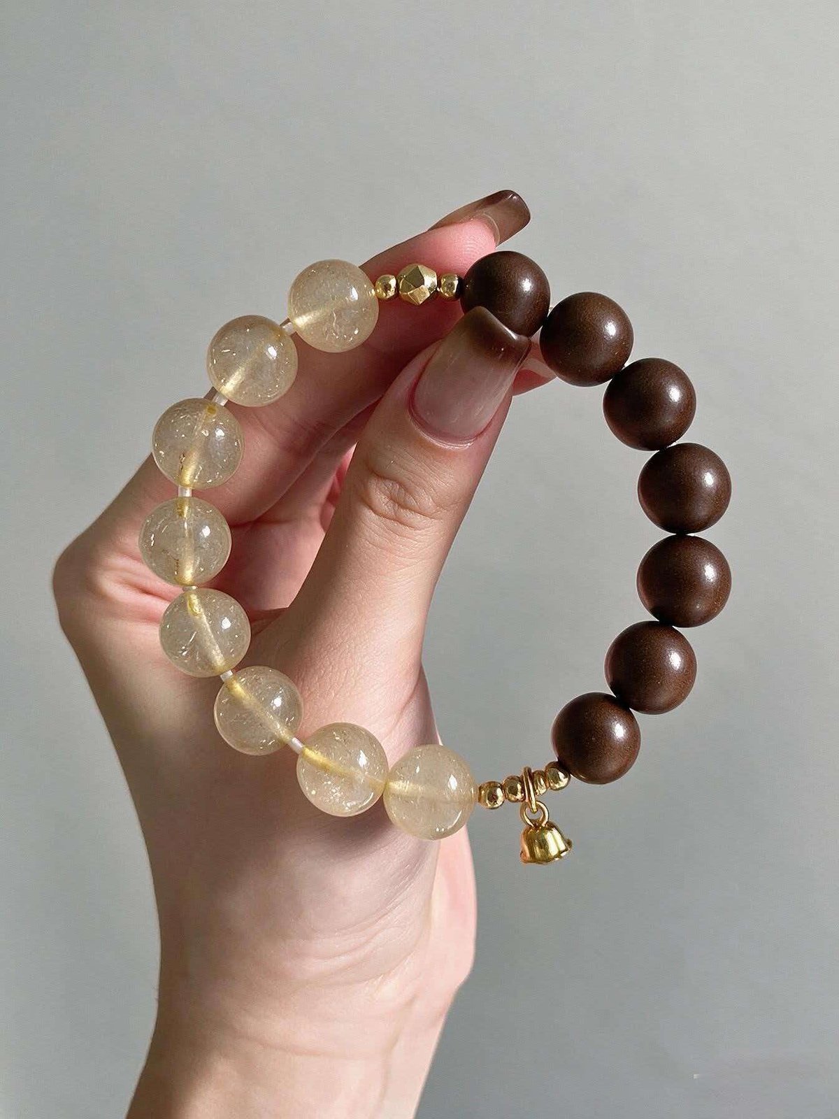Natural citrine bracelet with incense bead, golden crystal
