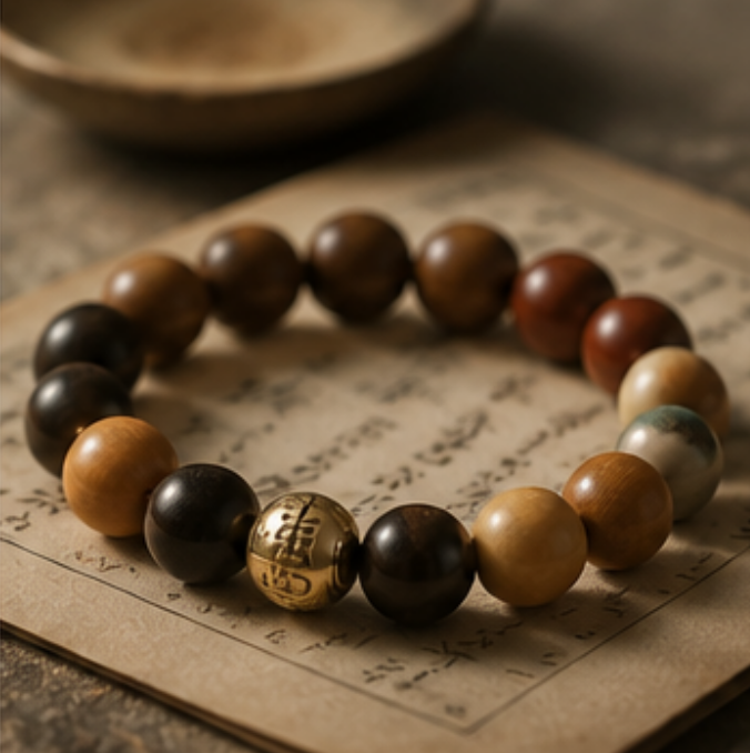 Five Blessings - handcrafted incense bead bracelet by CHA SHOW