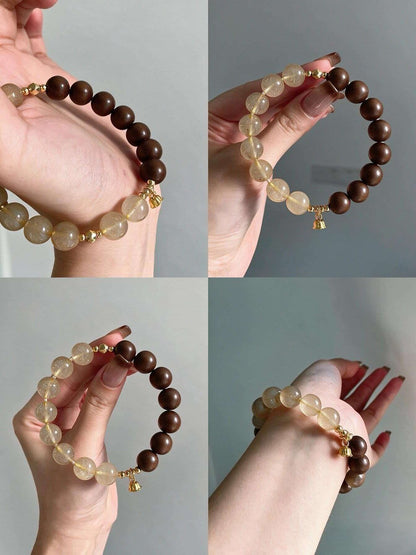 Sunny yellow citrine crystal beads close-up