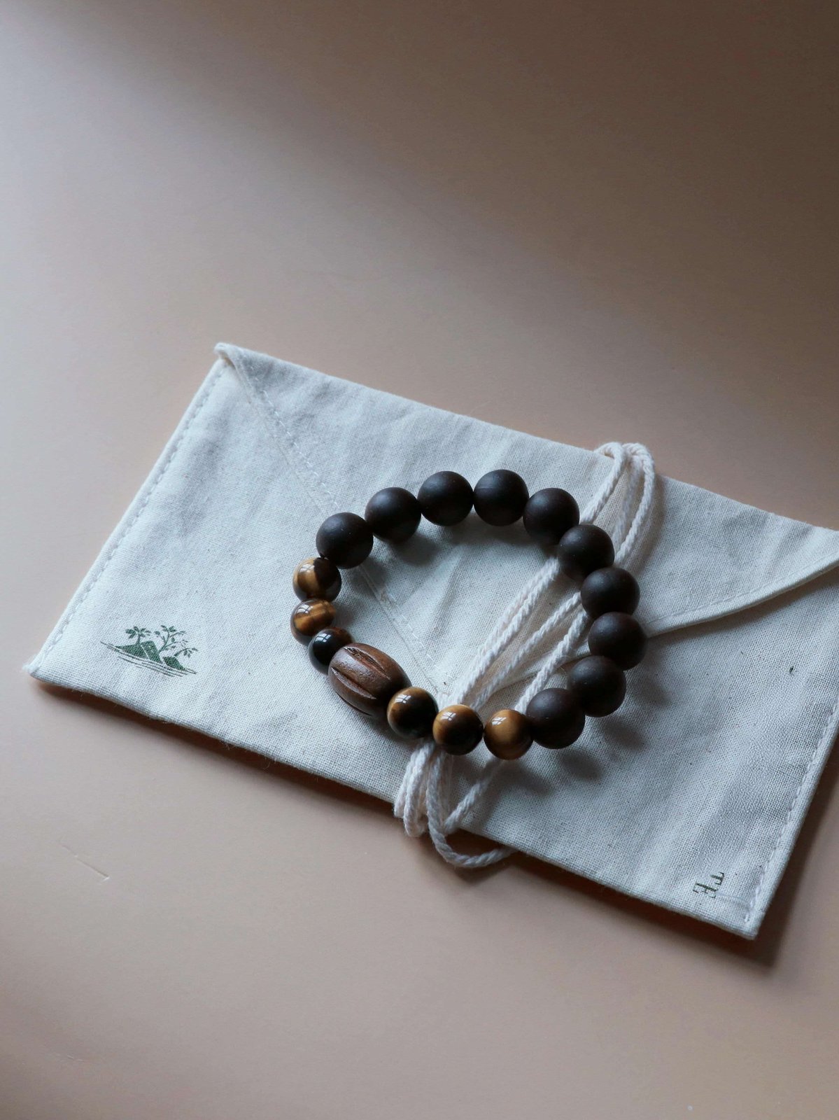 Natural tiger eye bracelet with golden-brown sheen