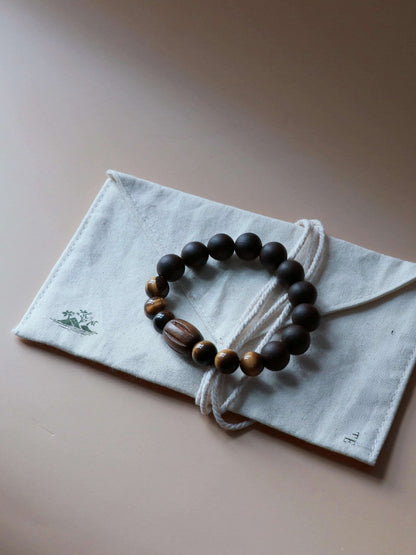 Natural tiger eye bracelet with golden-brown sheen
