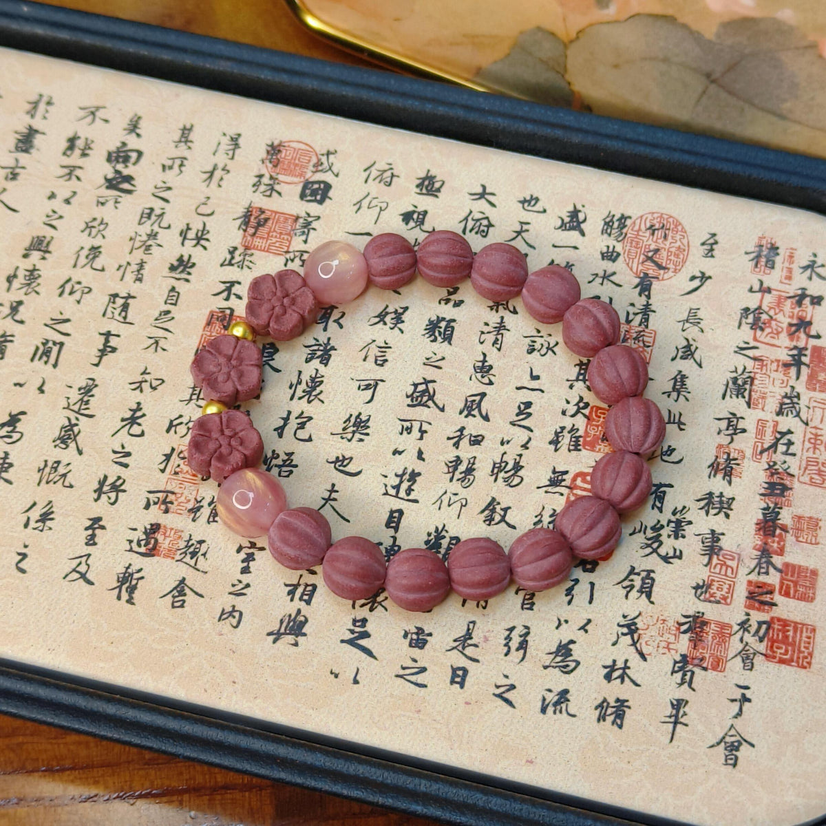 Rose Letter handcrafted rose incense bracelet — natural rose, osmanthus and sandalwood beads