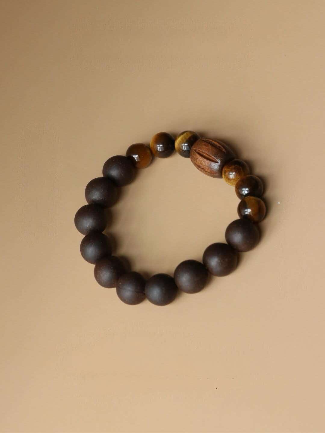 Tiger eye courage bracelet worn on wrist