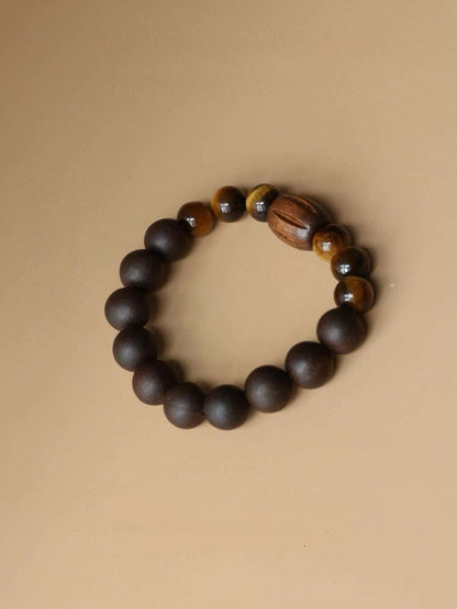 Tiger eye courage bracelet worn on wrist