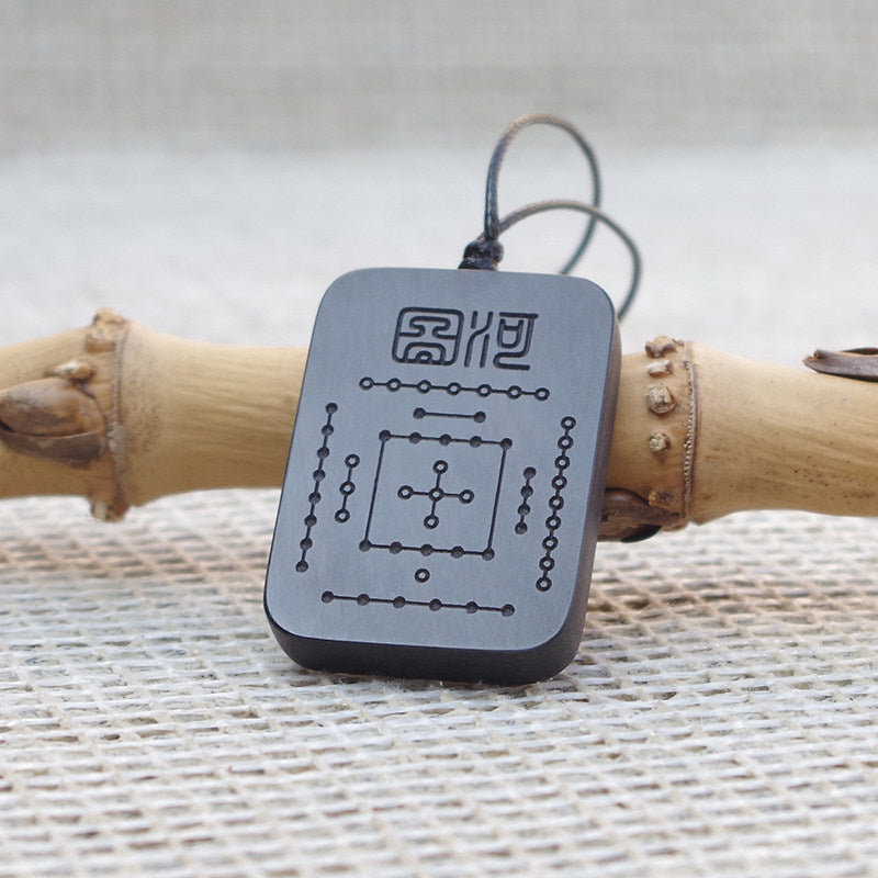 Pre-natal Bagua Necklace, Purple Sandalwood, Acquired Tai Chi Pendant, Amulet, Acquired Dao Peace, Custom Ebony Carving