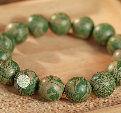 Dunhuang Azure Dragon 12mm Bracelet - natural hand-rolled incense bead bracelet detail