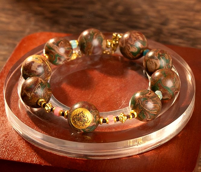Dunhuang Four Colors Braided Lotus Bracelet - traditional Chinese incense bead bracelet made by hand