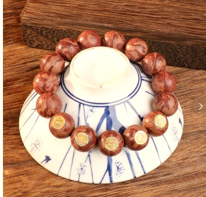 Dunhuang Vermilion Bird Black Carved 12mm Bracelet - traditional Chinese incense bead bracelet made by hand