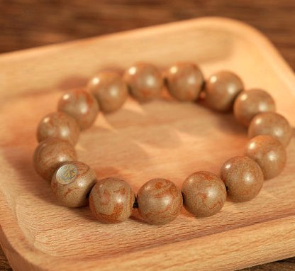 Dunhuang White Tiger 12mm Bracelet - traditional Chinese incense bead bracelet made by hand