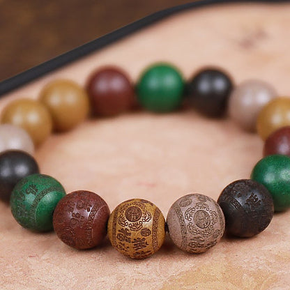 Five Blessings 12mm Bracelet - natural hand-rolled incense bead bracelet detail