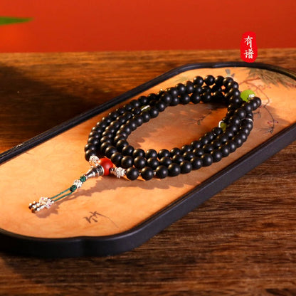 Gu Jin Xiang 'Mo Zhi' 108-Bead Mala - traditional Chinese incense bead bracelet made by hand