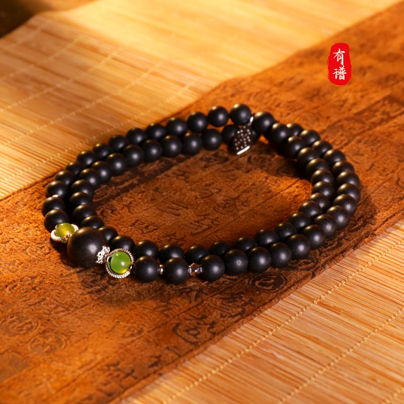 Gu Jin Xiang 'Xuan Zhi' Triple-Row 66-Bead Bracelet - traditional Chinese incense bead bracelet made by hand