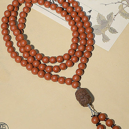 Osmanthus 108-Bead 10mm Barrel Bracelet - natural hand-rolled incense bead bracelet detail