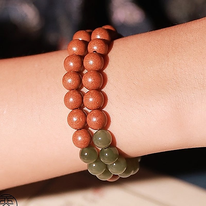 Osmanthus & Hetian Jade Double-Row Bracelet - natural hand-rolled incense bead bracelet detail