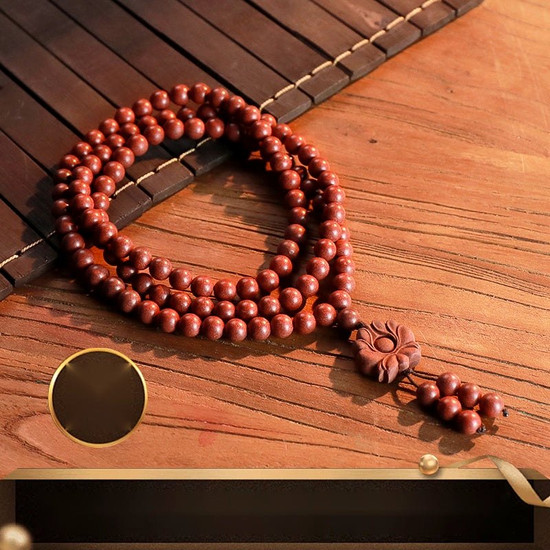 Rose Incense 108-Bead Lotus Bracelet - traditional Chinese incense bead bracelet made by hand