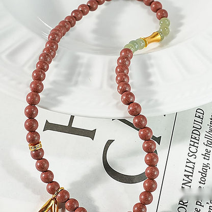 Rose Incense 'Mei Zhu' 52-Bead Bracelet - natural hand-rolled incense bead bracelet detail