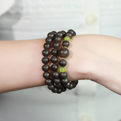 Qing Shen Xiang Olive-Spacer Triple-Row 70-Bead Bracelet - handcrafted incense bead bracelet by CHA SHOW