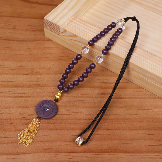 Golden Gourd Peace Buckle Bracelet - handcrafted incense bead bracelet by CHA SHOW
