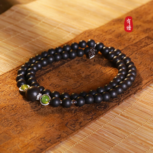 Gu Jin Xiang 'Xuan Zhi' Triple-Row 66-Bead Bracelet - handcrafted incense bead bracelet by CHA SHOW