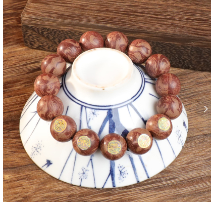 Dunhuang Vermilion Bird Black Carved 12mm Bracelet - handcrafted incense bead bracelet by CHA SHOW