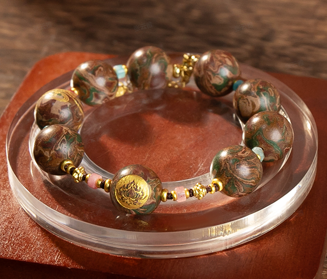 Dunhuang Four Colors Braided Lotus Bracelet - handcrafted incense bead bracelet by CHA SHOW