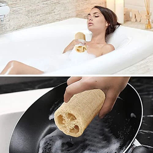 Pospetia Natural Loofah, Loofah Scrub, Bath Sponge, Exfoliating Bath Sponge, Bei